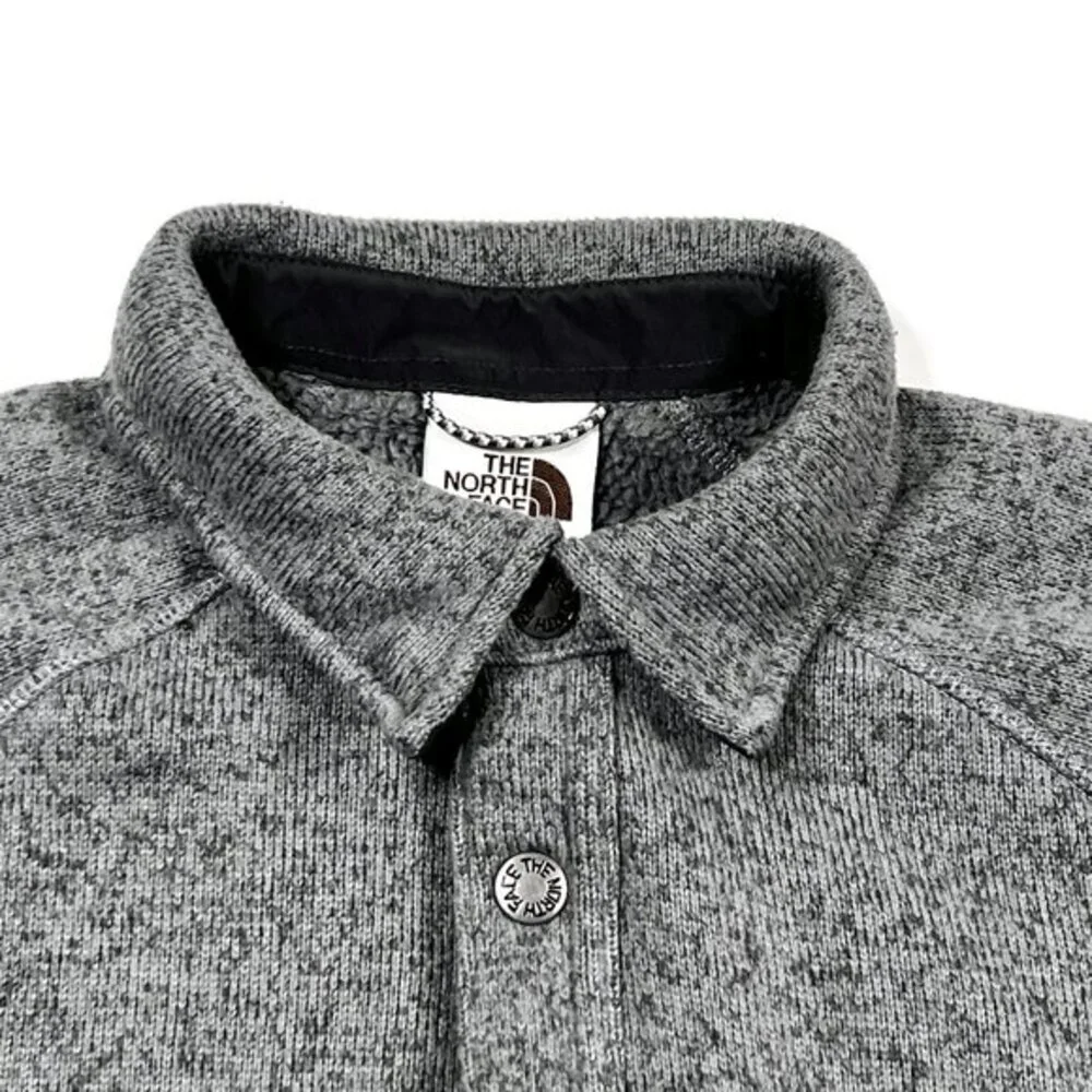 North Face Gordon Lyons Fleece Snap Button Shirt Jacket Mens Small Shacket‎ Gray